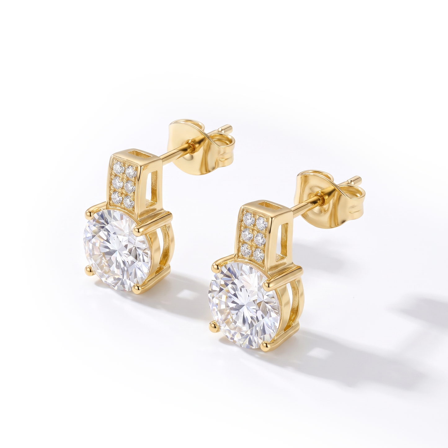 Luxe Round Stone Earrings - Gold Clear Crystal