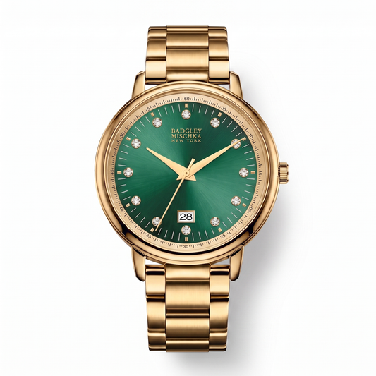 Luxe Modern Heirloom Watch Collection - Gold Emerald Green Metal Strap