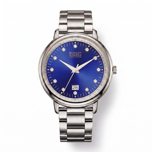 Luxe Modern Heirloom Watch Collection - Silver Sapphire Blue Metal Strap