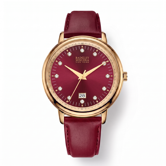 Luxe Modern Heirloom Watch Collection - Gold Red Faux Leather Strap