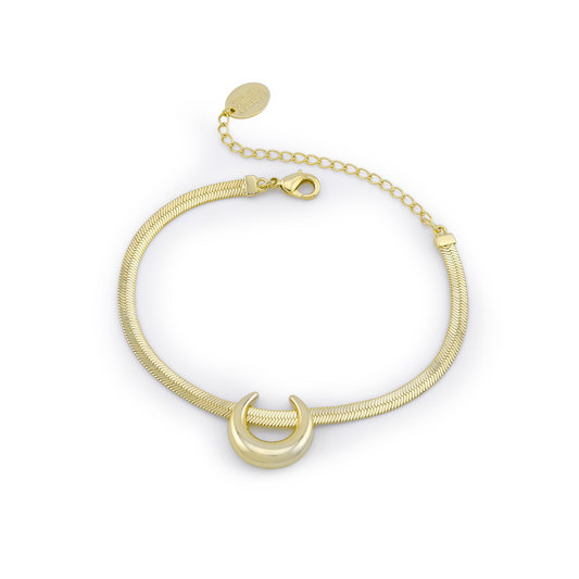 Mila Modern Sculptured Crescent Horn Herringbone Bracelet