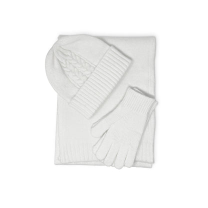 Cable Knit 3pc Beanie, Scarf, and Gloves Set