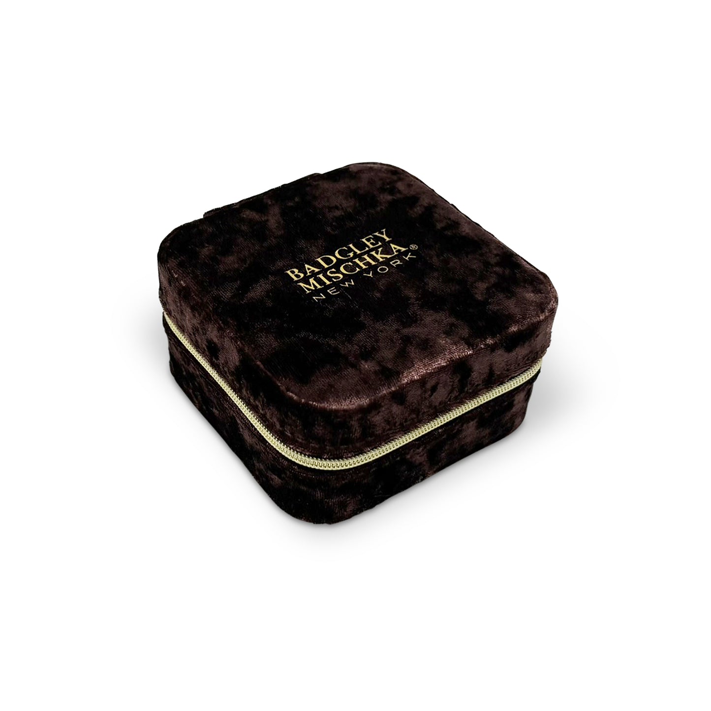 Nova Crushed Velvet Square Jewelry Case with Zipper Closure