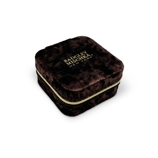 Nova Crushed Velvet Square Jewelry Case with Zipper Closure