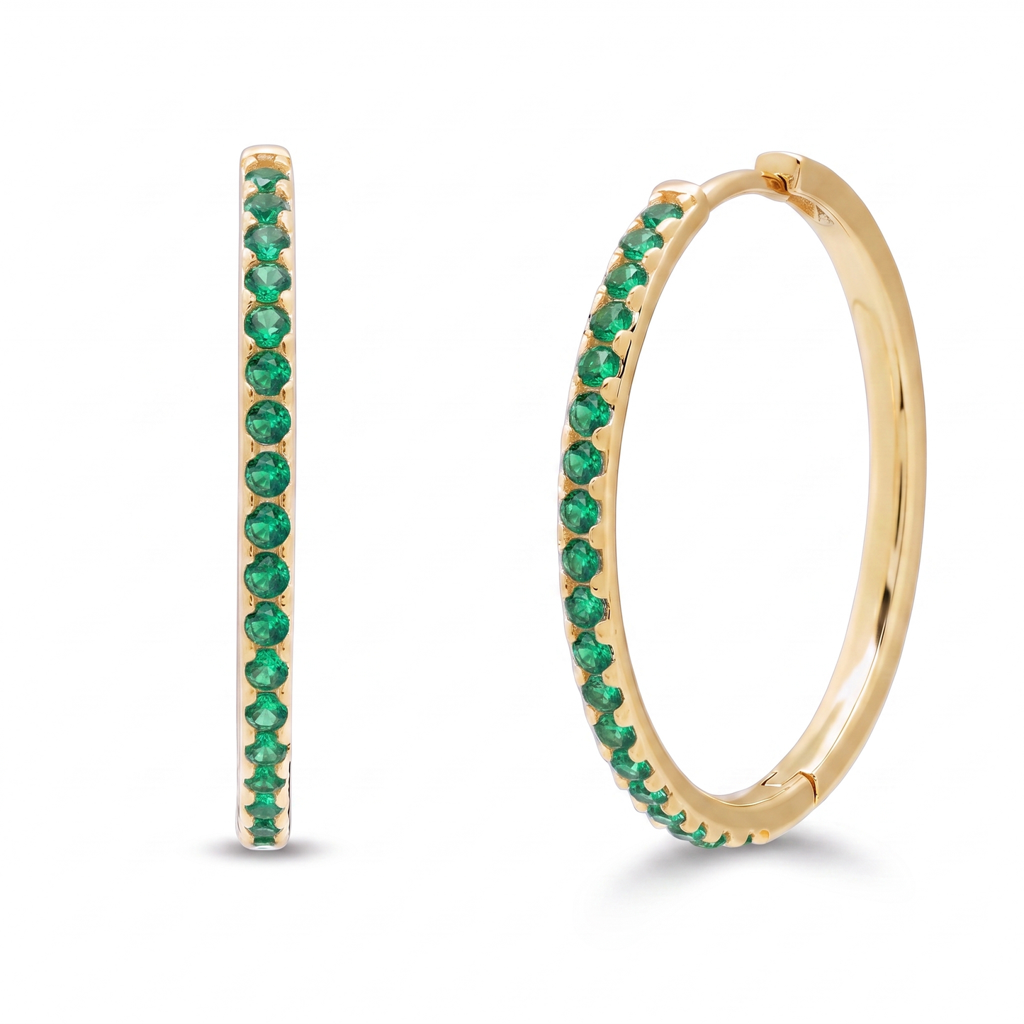 Luxe Hoop Earrings - Emerald Green