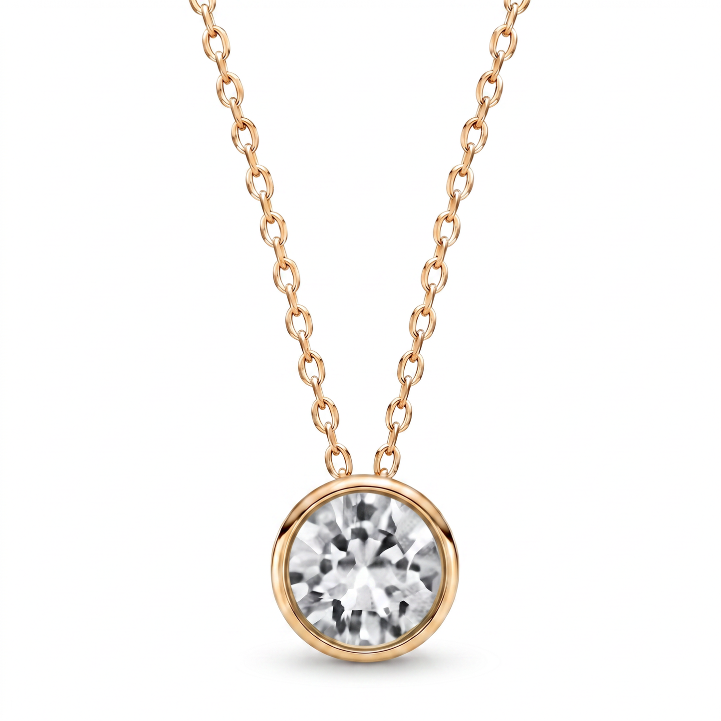 Luxe Bezel Pendant Necklace - Clear Crystal