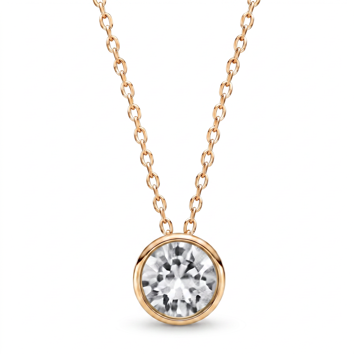 Luxe Bezel Pendant Necklace - Clear Crystal