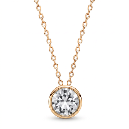 Luxe Bezel Pendant Necklace - Clear Crystal