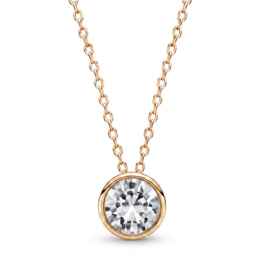 Luxe Bezel Pendant Necklace - Clear Crystal
