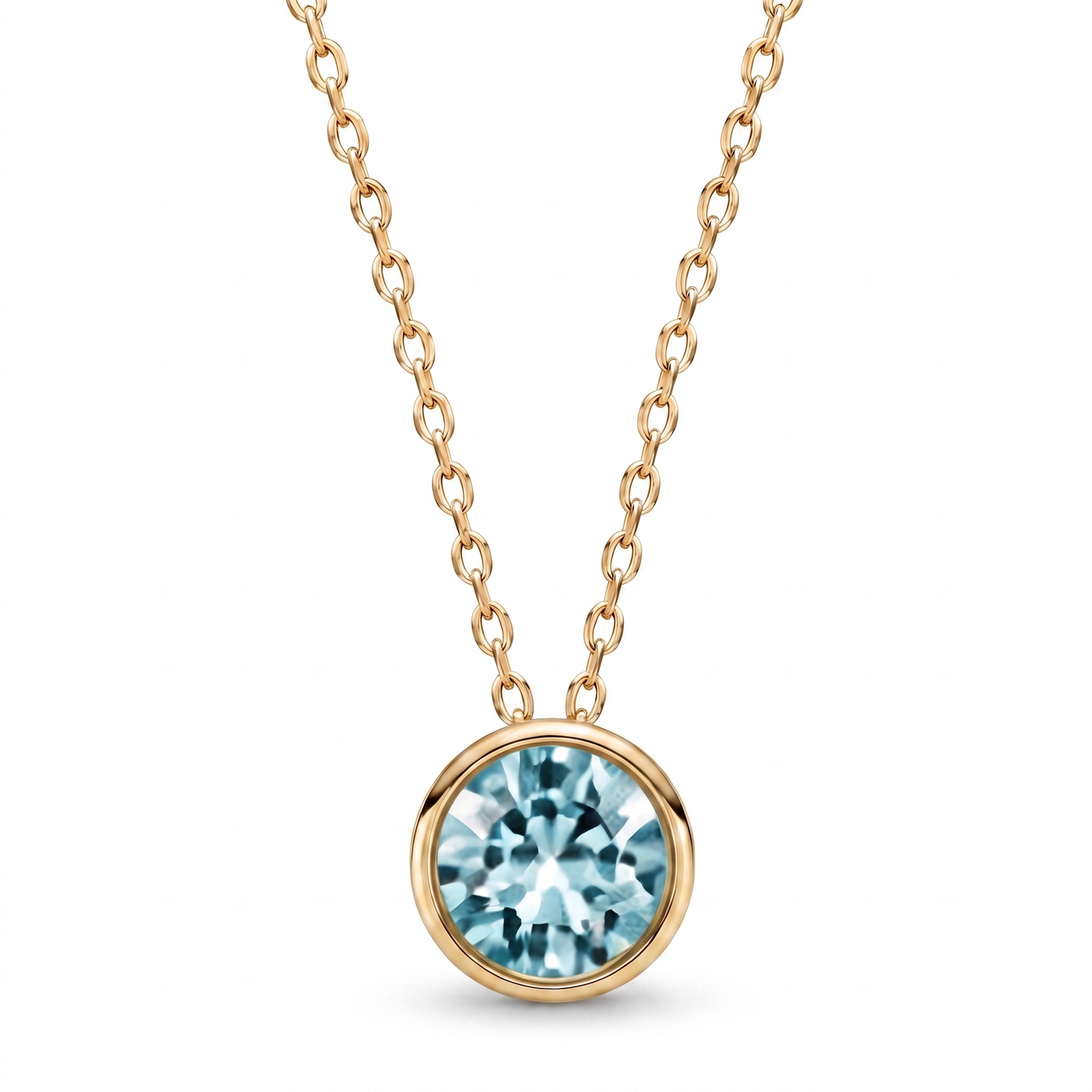 Luxe Bezel Pendant Necklace - Aquamarine