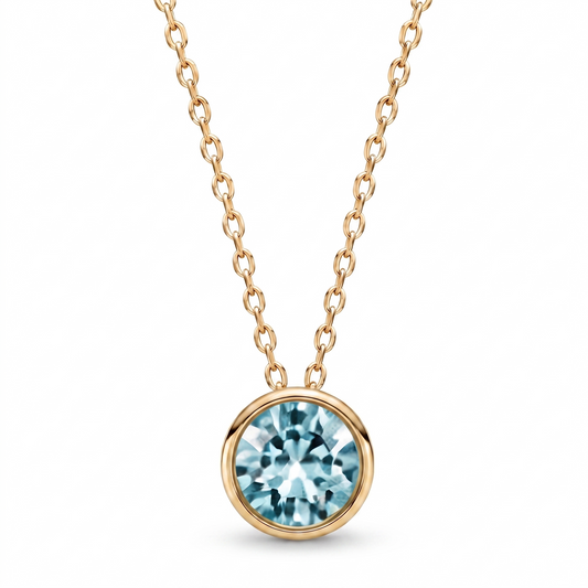 Luxe Bezel Pendant Necklace - Aquamarine
