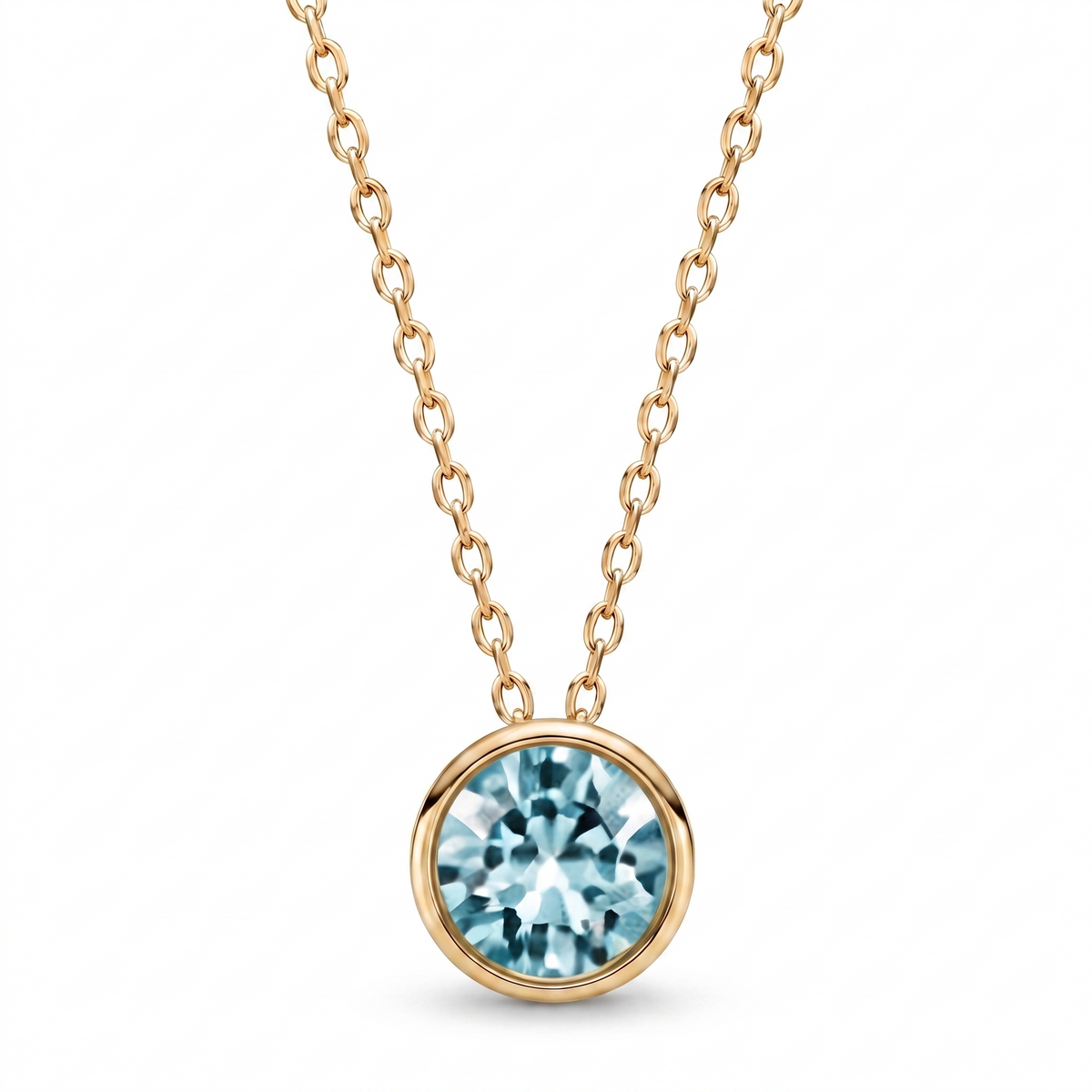 Luxe Bezel Pendant Necklace - Aquamarine