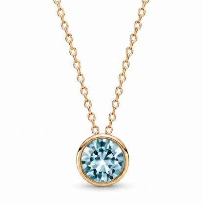 Luxe Bezel Pendant Necklace - Aquamarine