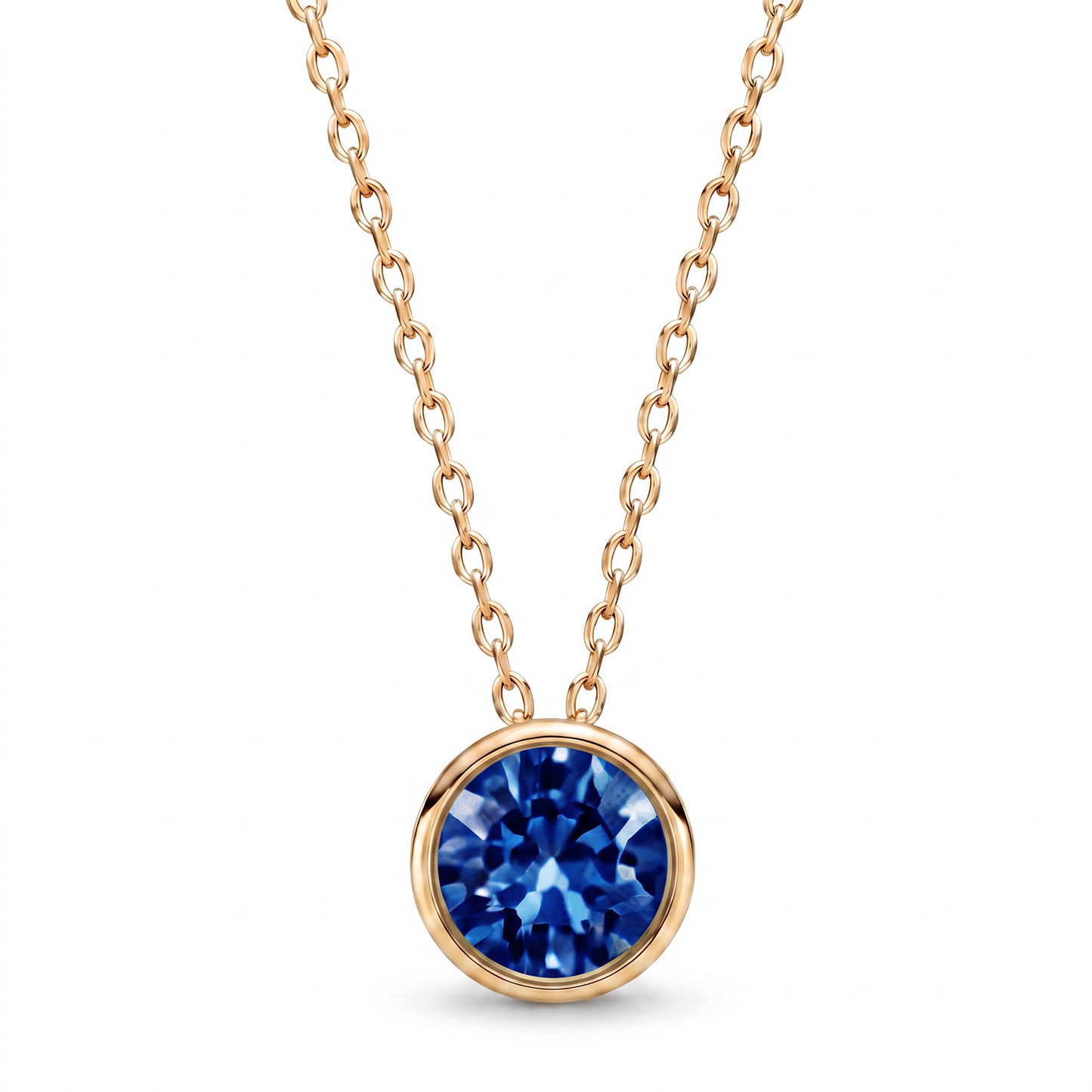 Luxe Bezel Pendant Necklace - Sapphire Blue
