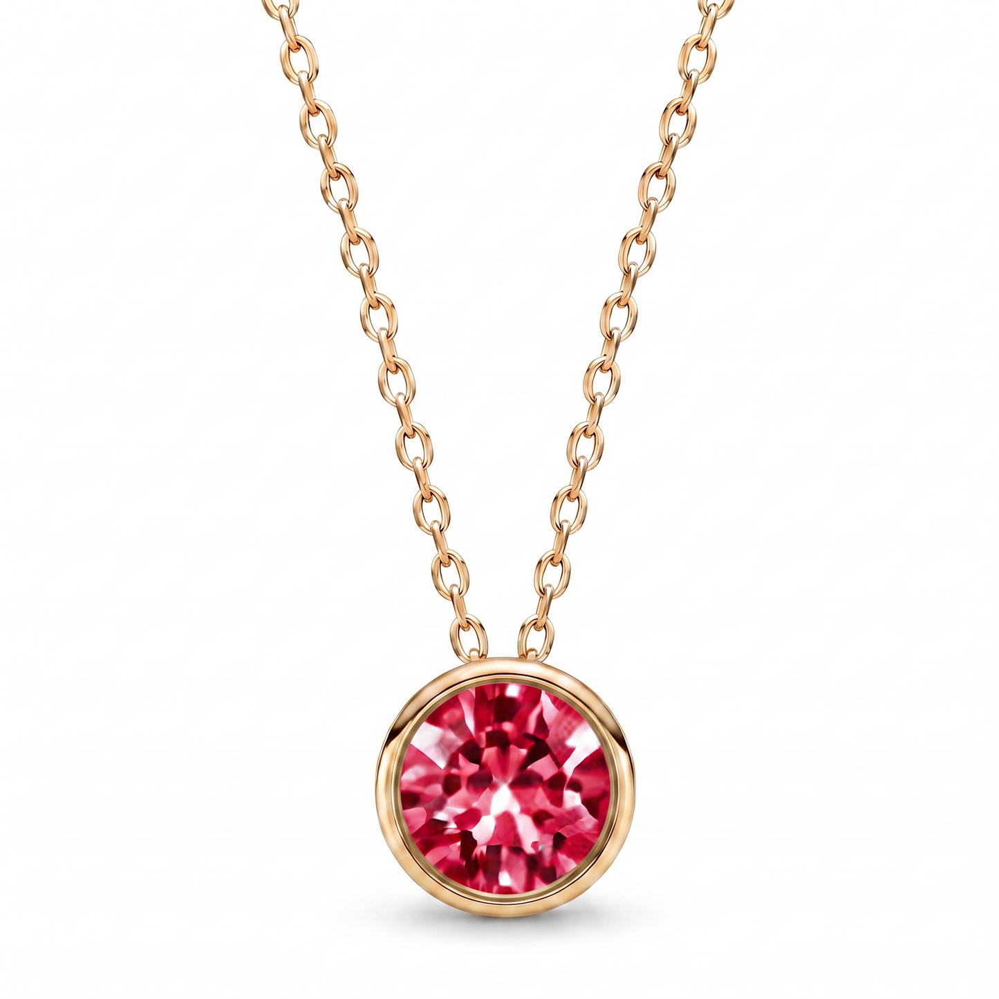 Luxe Bezel Pendant Necklace - Ruby