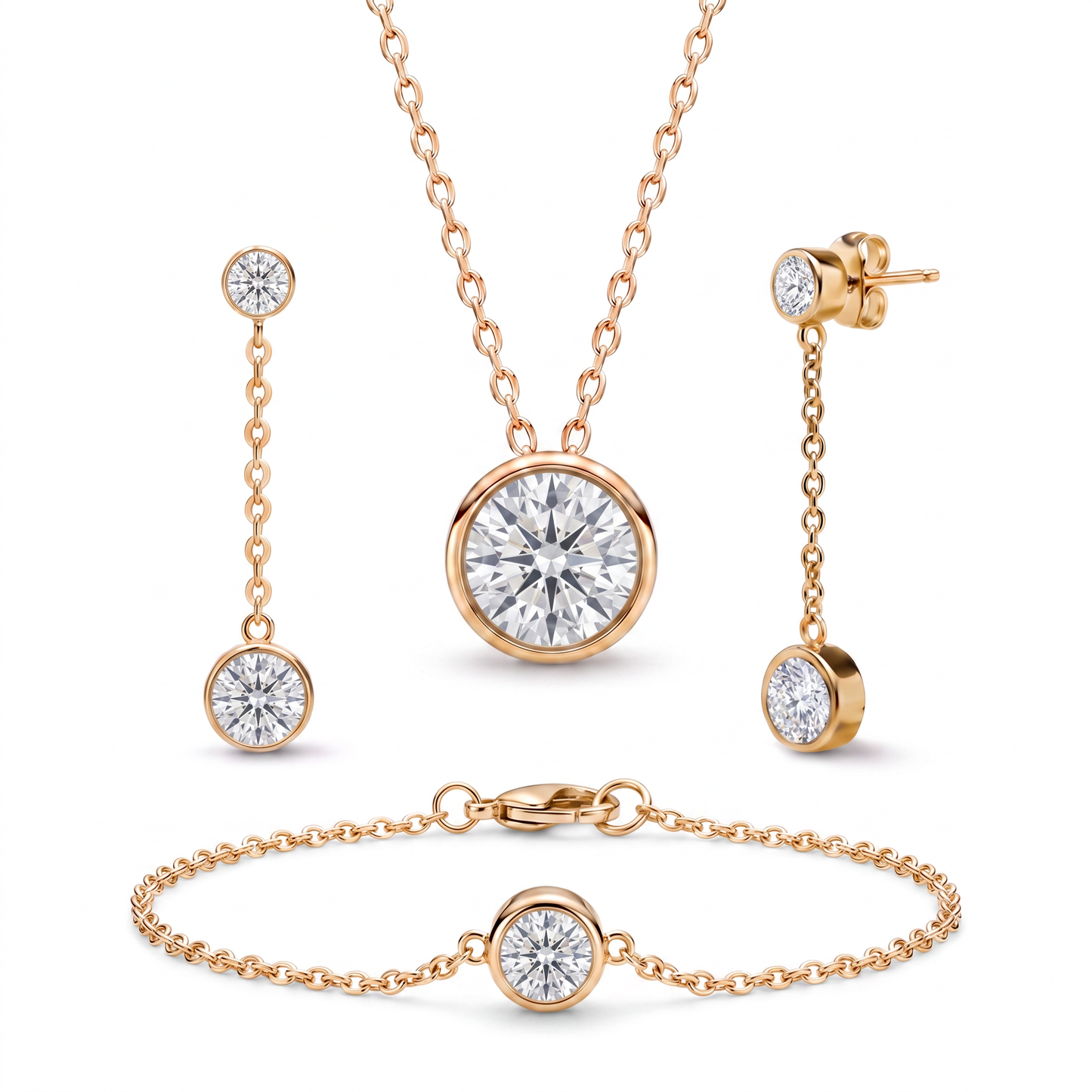 Luxe Bezel 3-Piece Jewelry Set - Clear Crystal