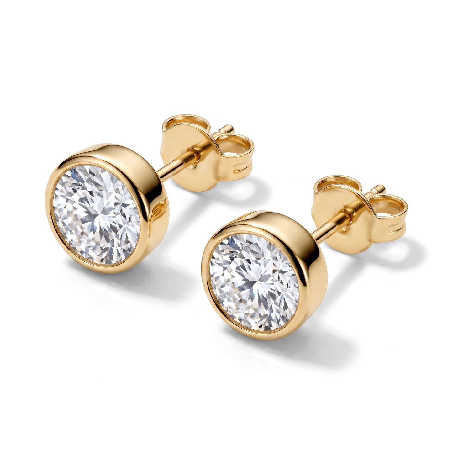 Luxe Bezel Stud Earrings - Clear Crystal
