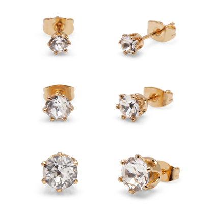 Luxe Multi-Size Stud Earrings - Clear Crystal