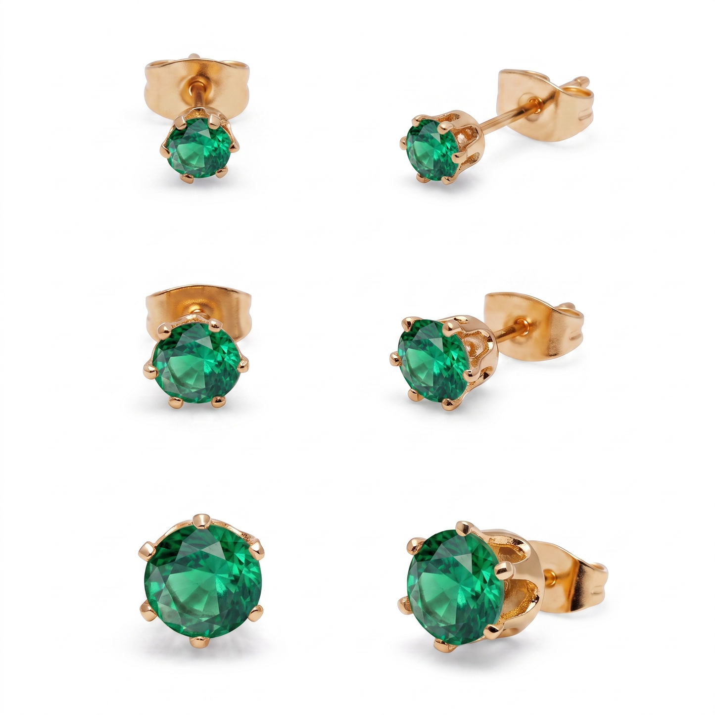 Luxe Multi-Size Stud Earrings - Emerald Green