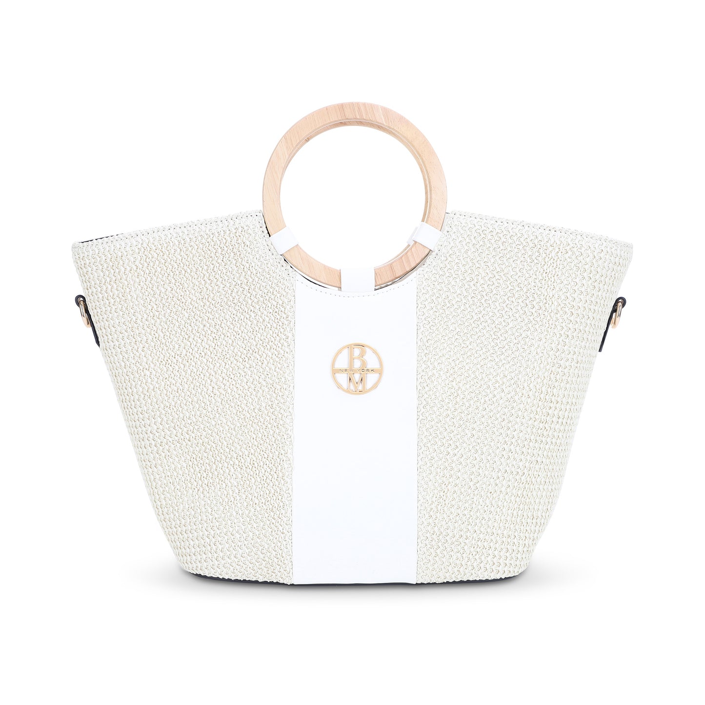 St. Barts Straw Tote with Round Wooden Handles