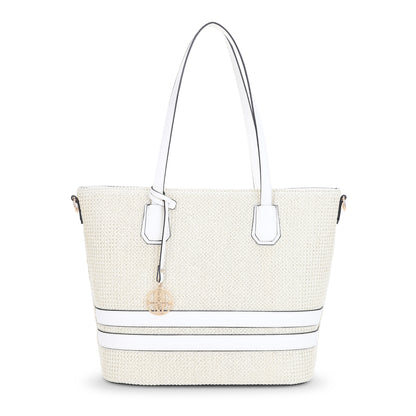 St. Barts Straw Tote with Hanging Logo Charm