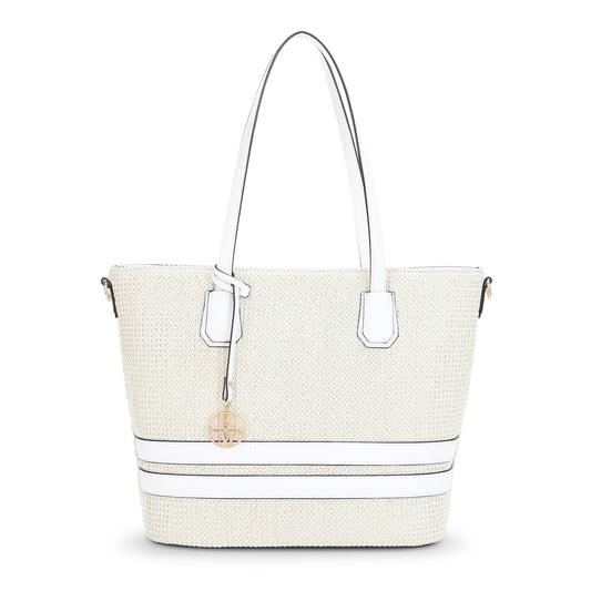 St. Barts Straw Tote with Hanging Logo Charm