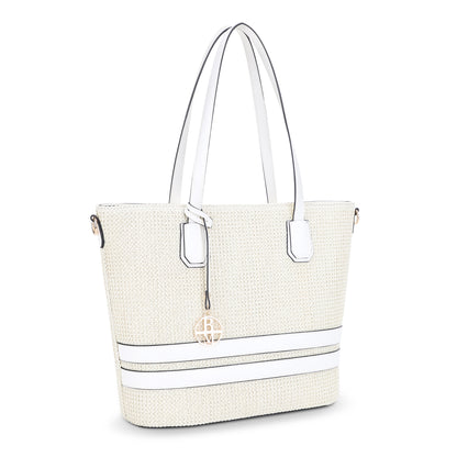 St. Barts Straw Tote with Hanging Logo Charm