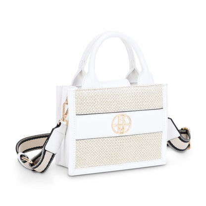 St. Barts Straw Crossbody Tote Bag with Web Strap