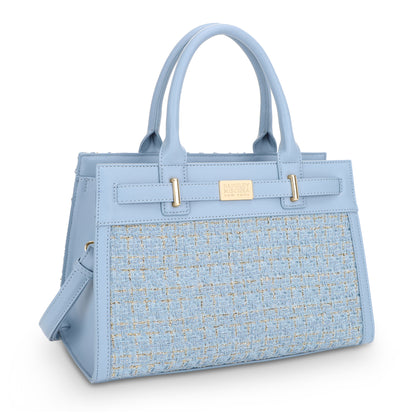 The Tara Tweed Large Satchel - Blue