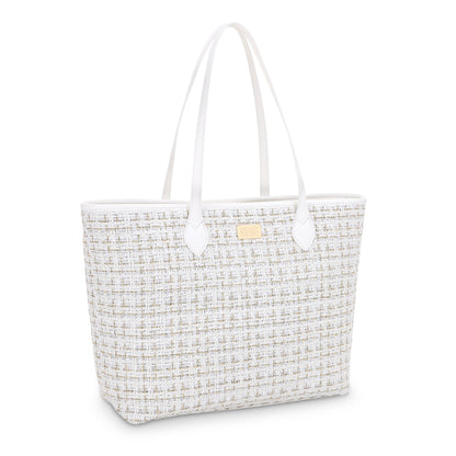 The Tara Tweed Tote - White