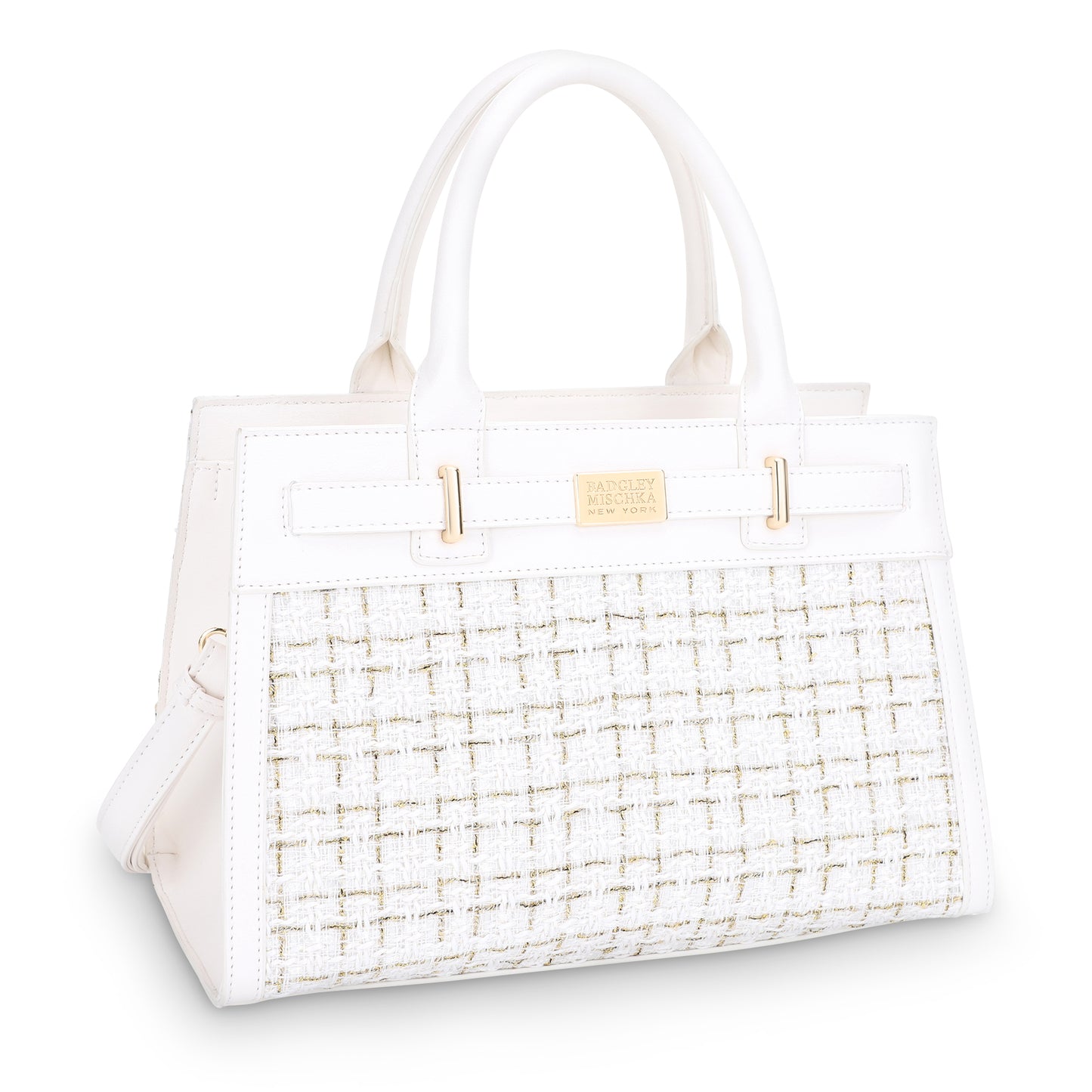 The Tara Tweed Large Satchel - White