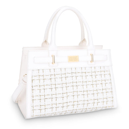 The Tara Tweed Large Satchel - White