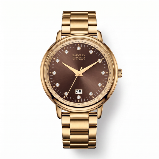 Luxe Modern Heirloom Watch Collection - Gold Dark Brown Metal Strap