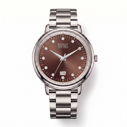 Luxe Modern Heirloom Watch Collection - Silver Dark Brown Metal Strap