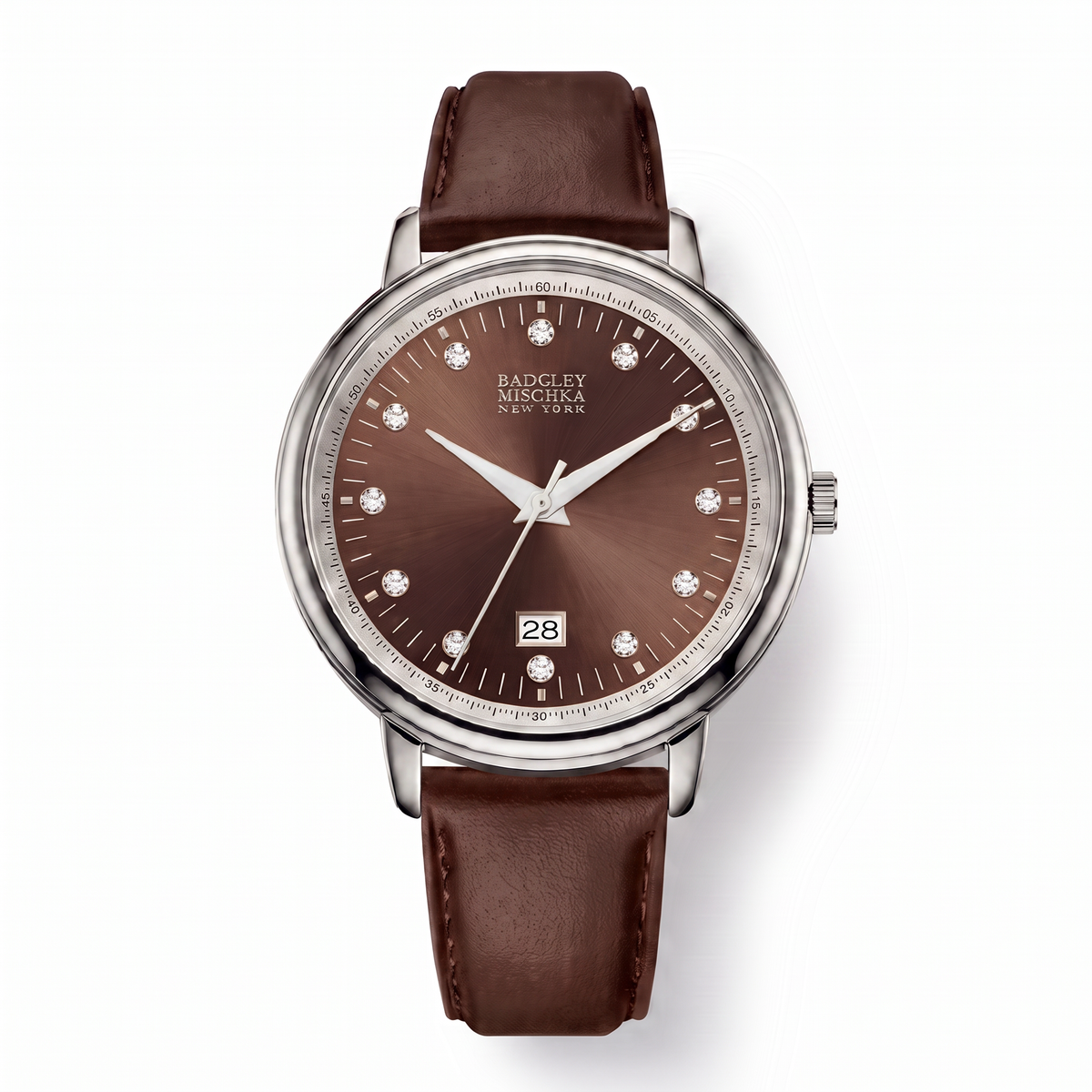 Luxe Modern Heirloom Watch Collection - Silver Dark Brown Faux Leather Strap
