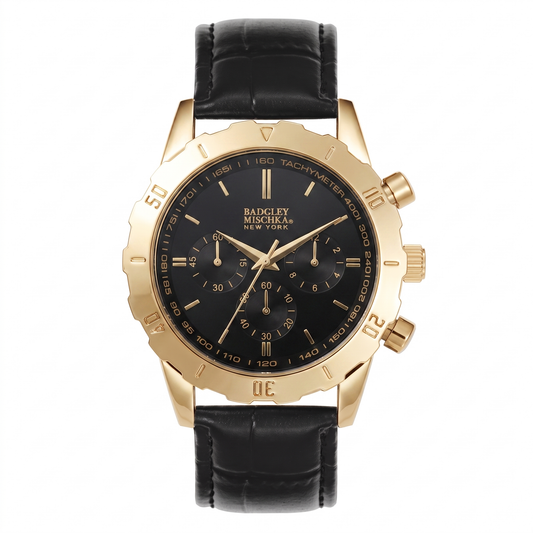 Men's Axis Chronograph Watch - Black Croc Strap