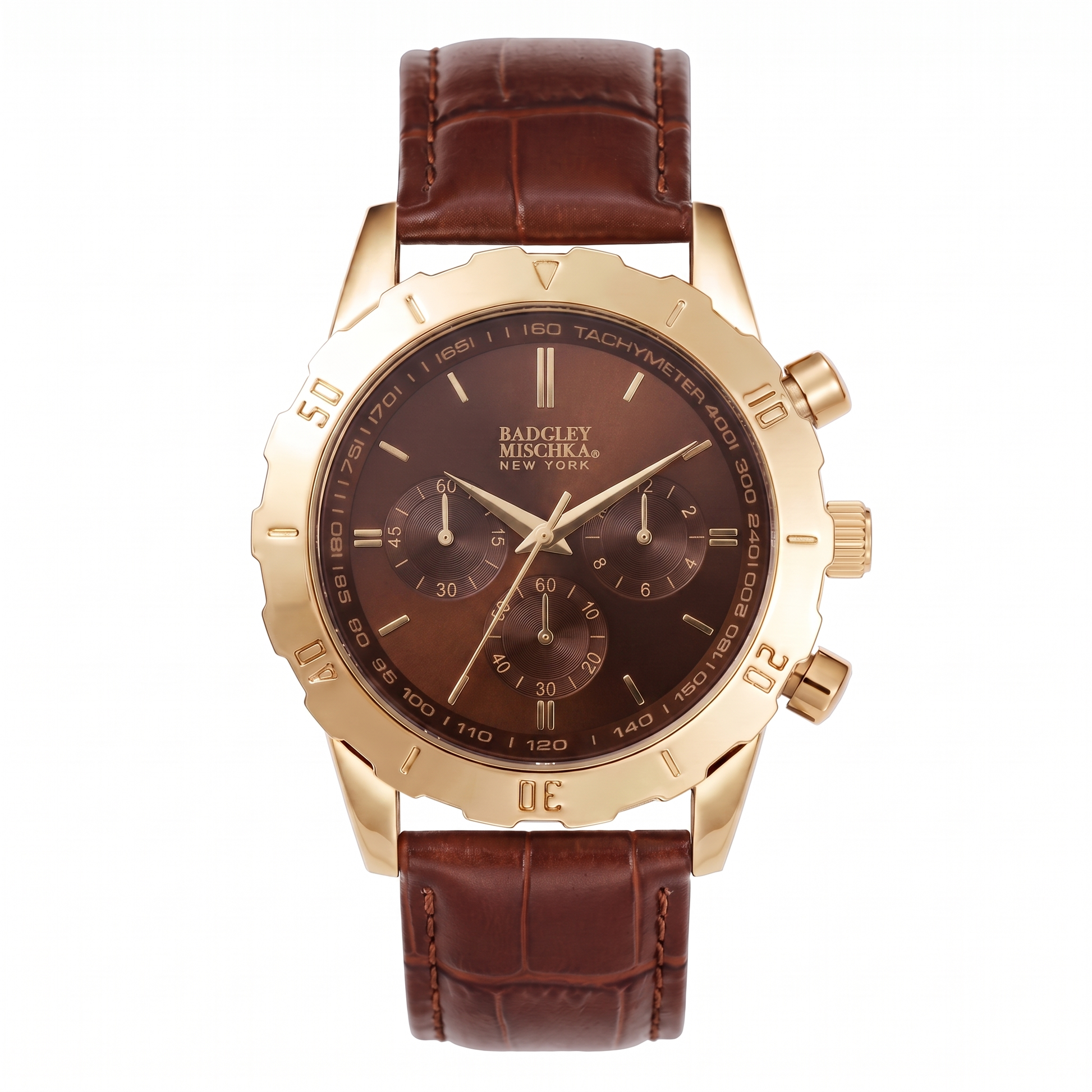 Men's Axis Chronograph Watch - Brown Croc Strap, Brown Dial