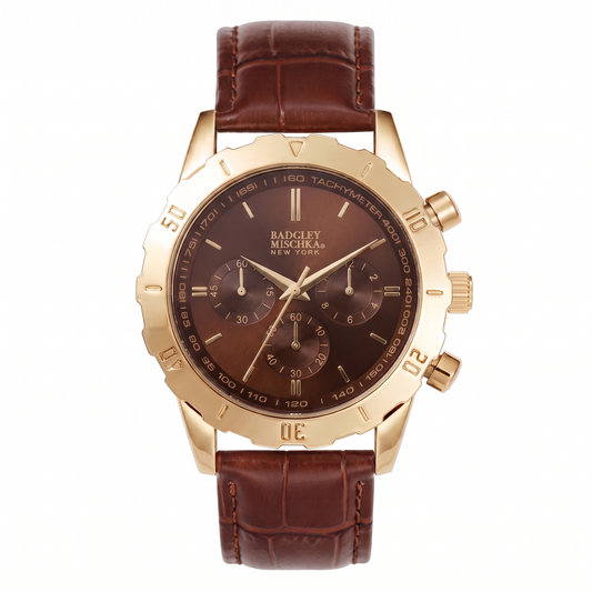 Men's Axis Chronograph Watch - Brown Croc Strap, Brown Dial