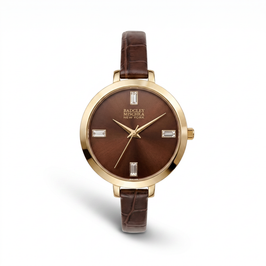 Elle Croc Strap Watch - Brown Dial