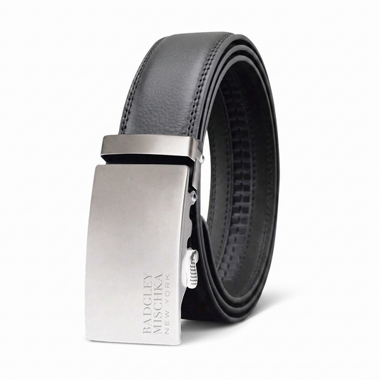 Men's Regular Ratchet Belt - Black Strap, Silver Buckle
