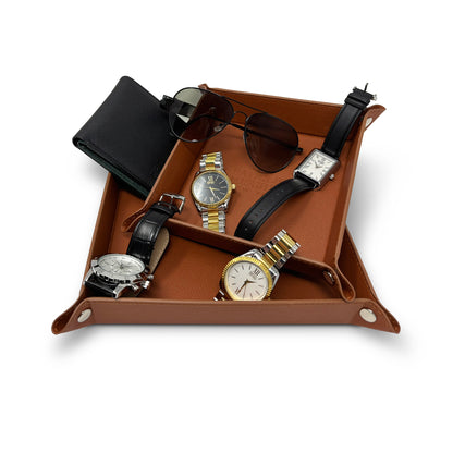 2-Pack Men's Valet Tray, 6"x6" & 8"x8"