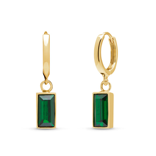 Emerald Hoop Earrings