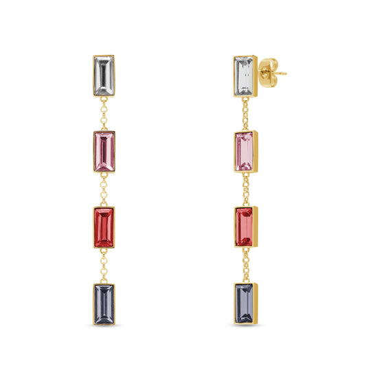 Multi-Color 4 Gemstone Drop Earrings