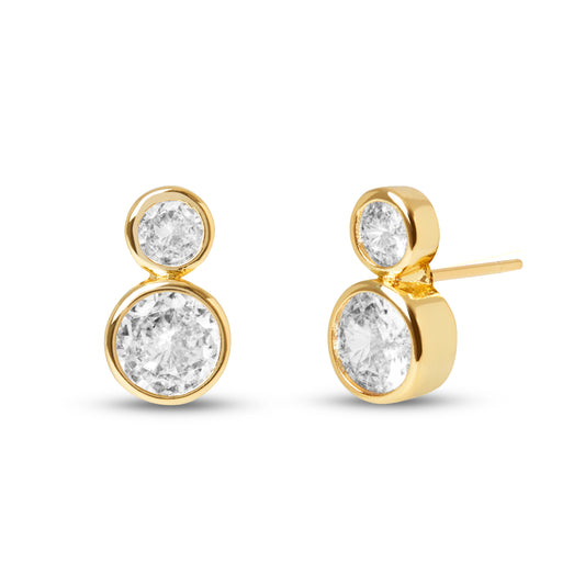 Classic Bezel Double Stone Earrings