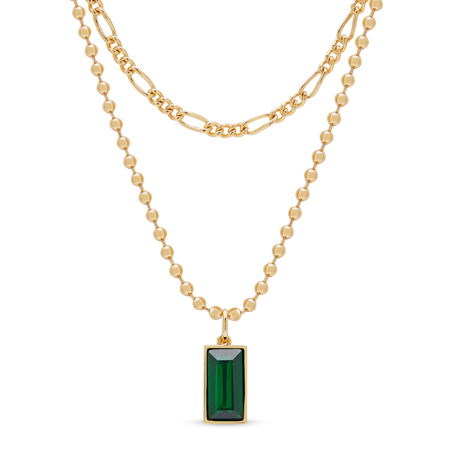 Emerald Double Strand Necklace