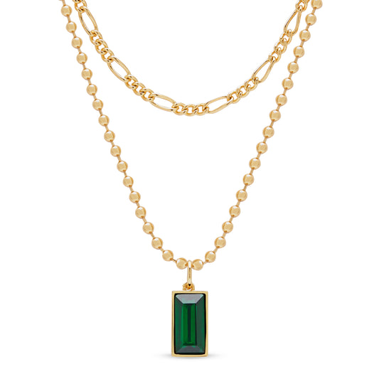 Emerald Double Strand Necklace