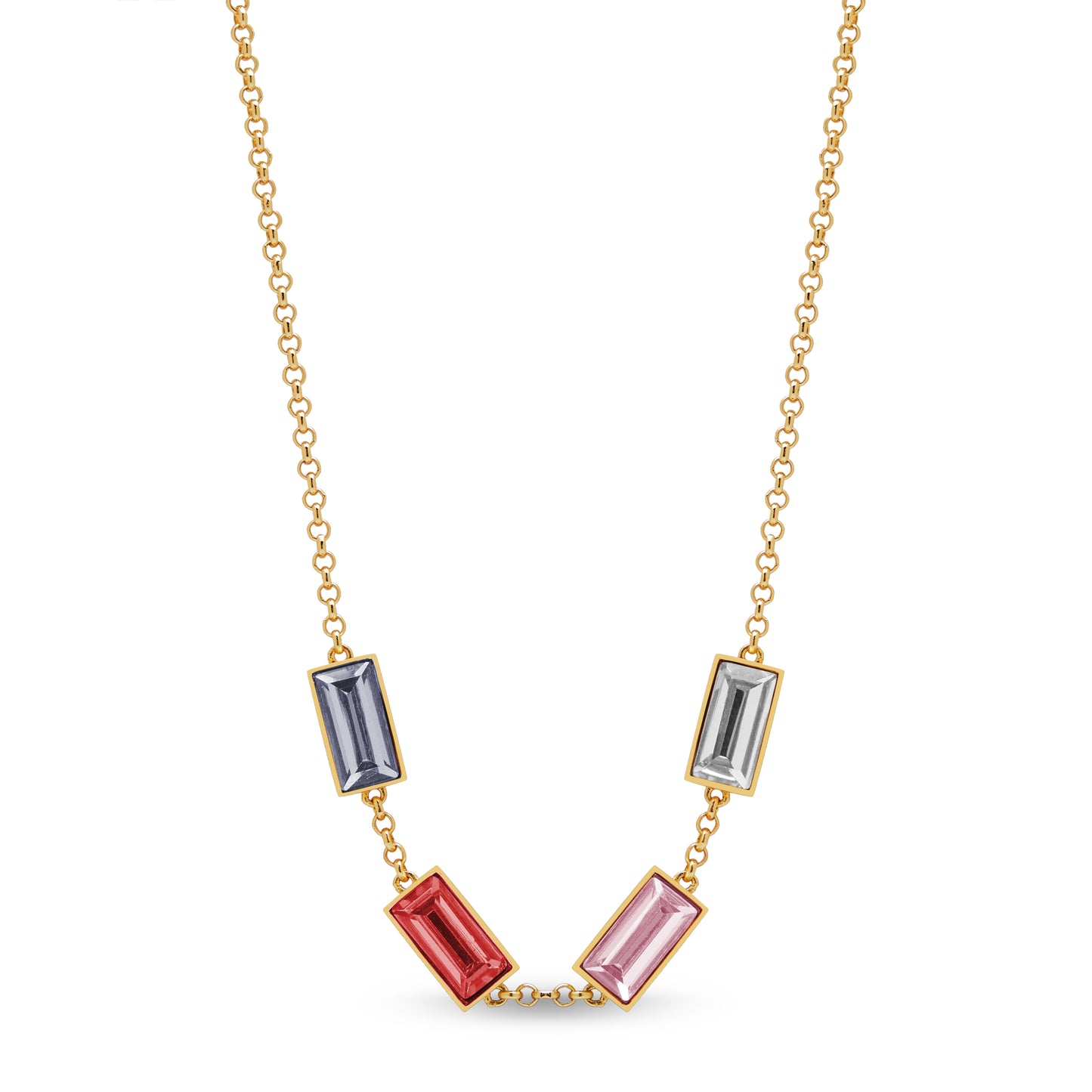 Multi-Color 4 Gemstone Necklace