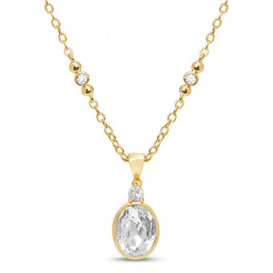 Classic Oval Bezel Stone Necklace