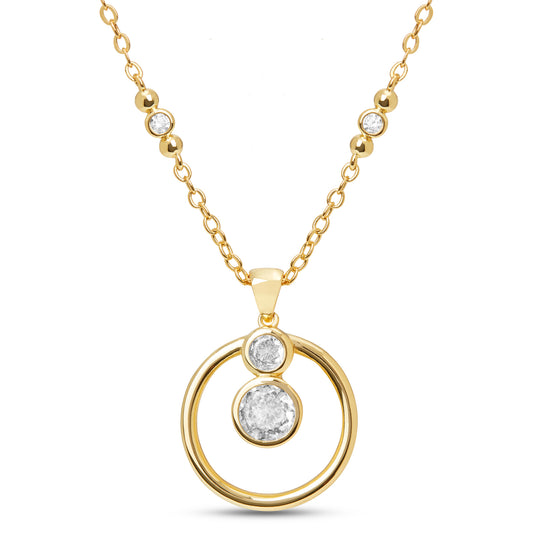 Classic Circle Bezel Stone Necklace