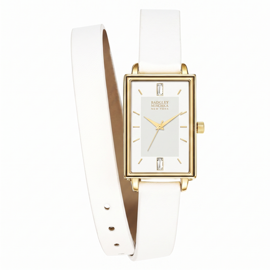 Amelia Double Strap Rectangle Watch - White